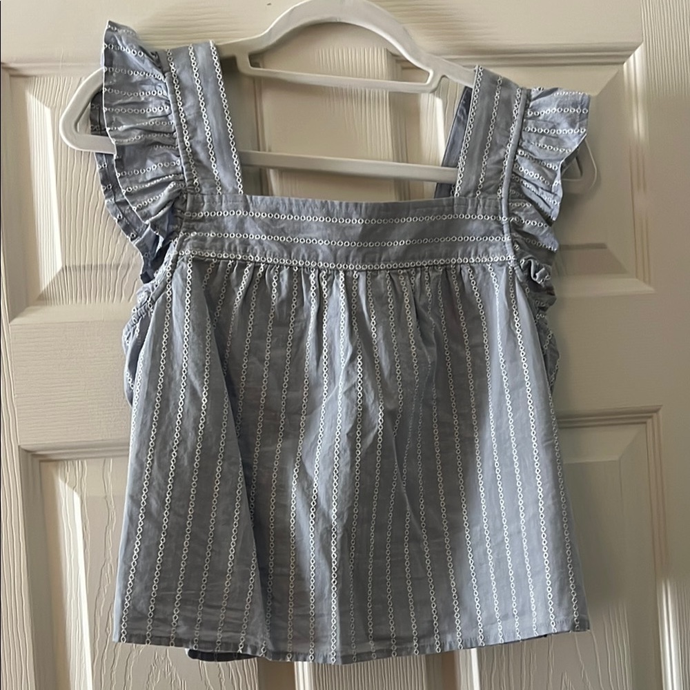 Madewell Cropped Ruffle Sleeve Striped Top